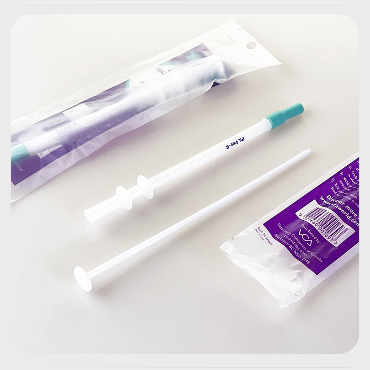 Pet medication dispenser applicator components and package detail - corrected 1:1