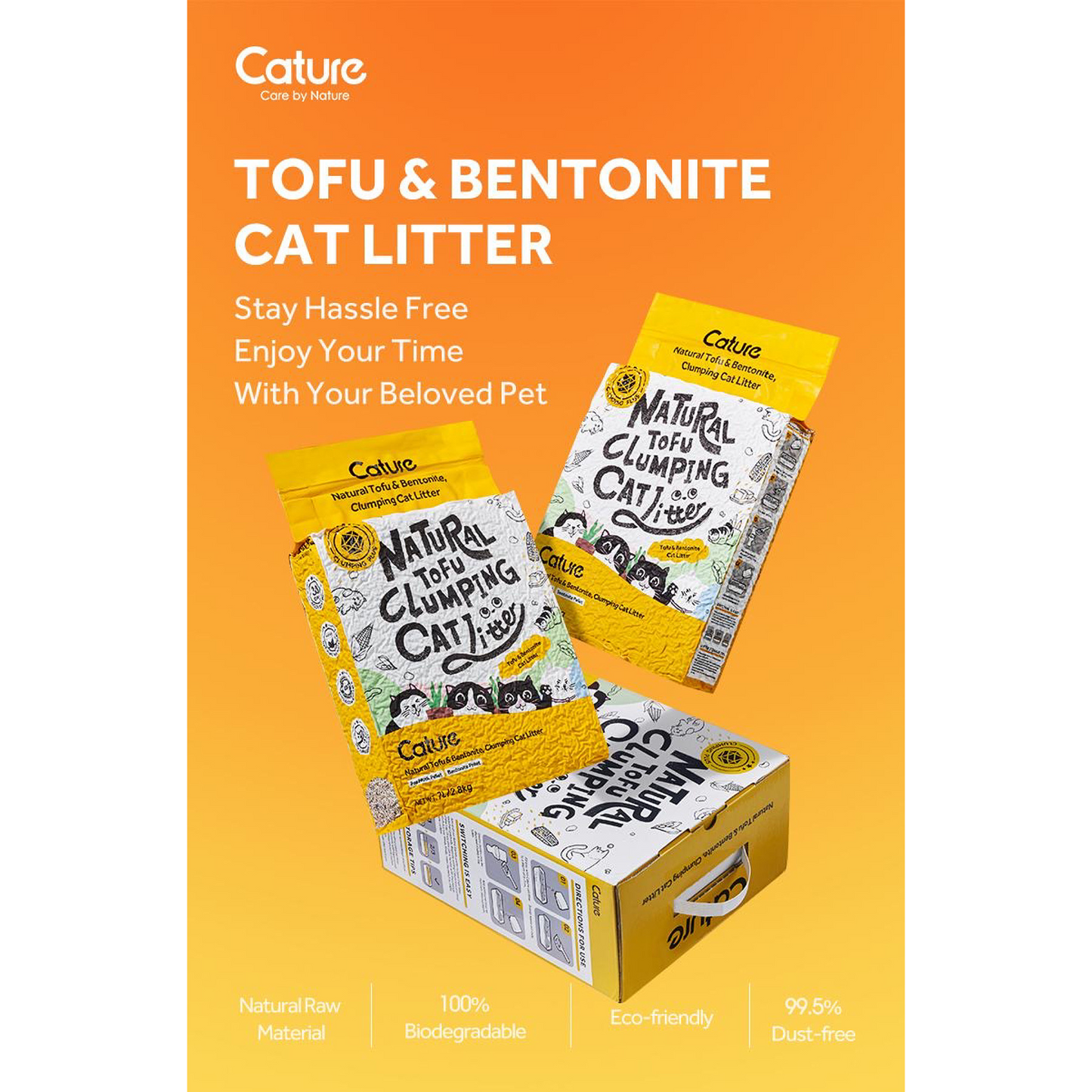 CATURE Natural Tofu Mix Clumping Tofu+Bentonite 5.6 KG (2BAGS)