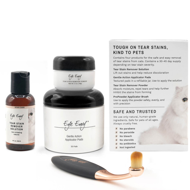 EYE ENVY CAT TEAR STAIN REMOVER STARTER KIT WITH SMALL PROPOWDER BRUSH