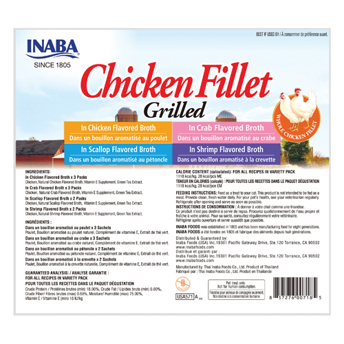 INABA Cat Grilled Fillets - Chicken Fillet Variety Pack(10packs)