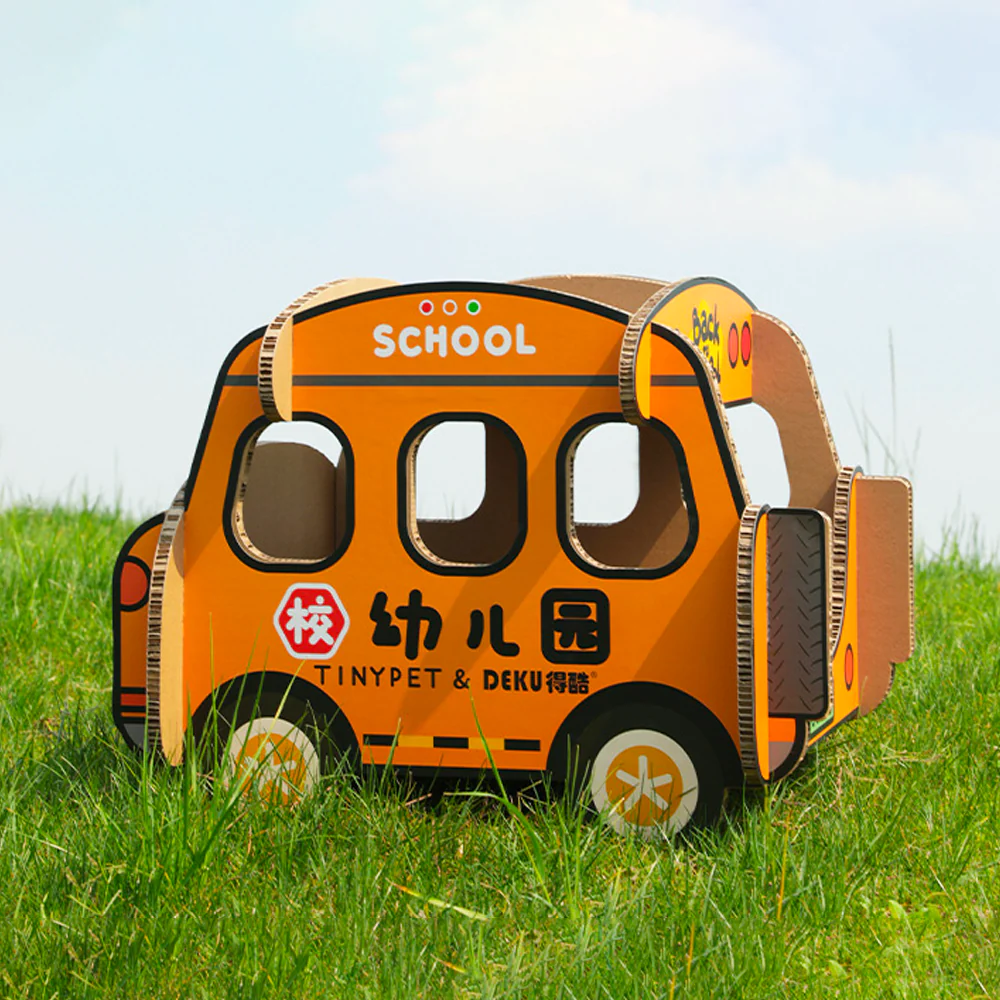 Tinypet Double Layer Scratching Board - School Bus