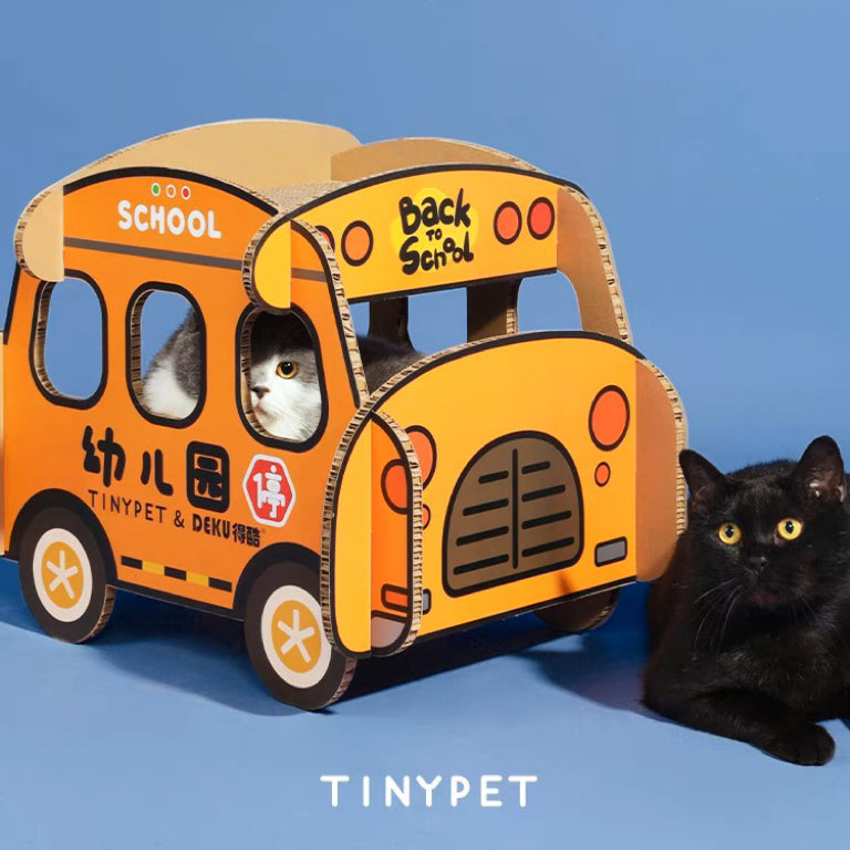 Tinypet Double Layer Scratching Board - School Bus