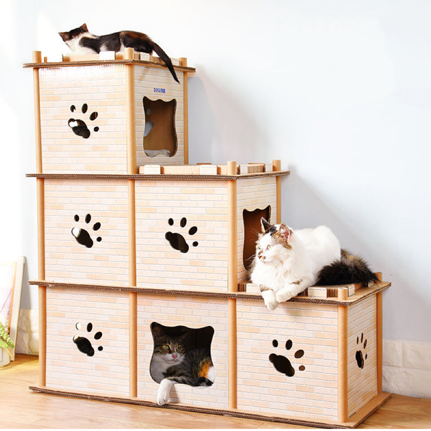 Deku - Three Ladder DIY Carton Cat House Cat Scratch Board