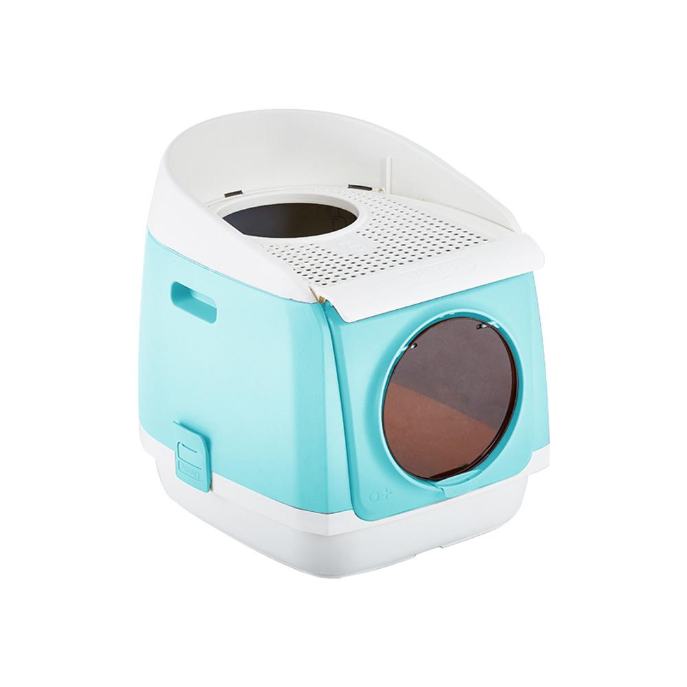 PAKEWAY TOMCAT CAT LITTER BOX FULLY ENCLOSED KITTY TRAY TOILET ODOR CONTROL BASIN LARGE - BLUE