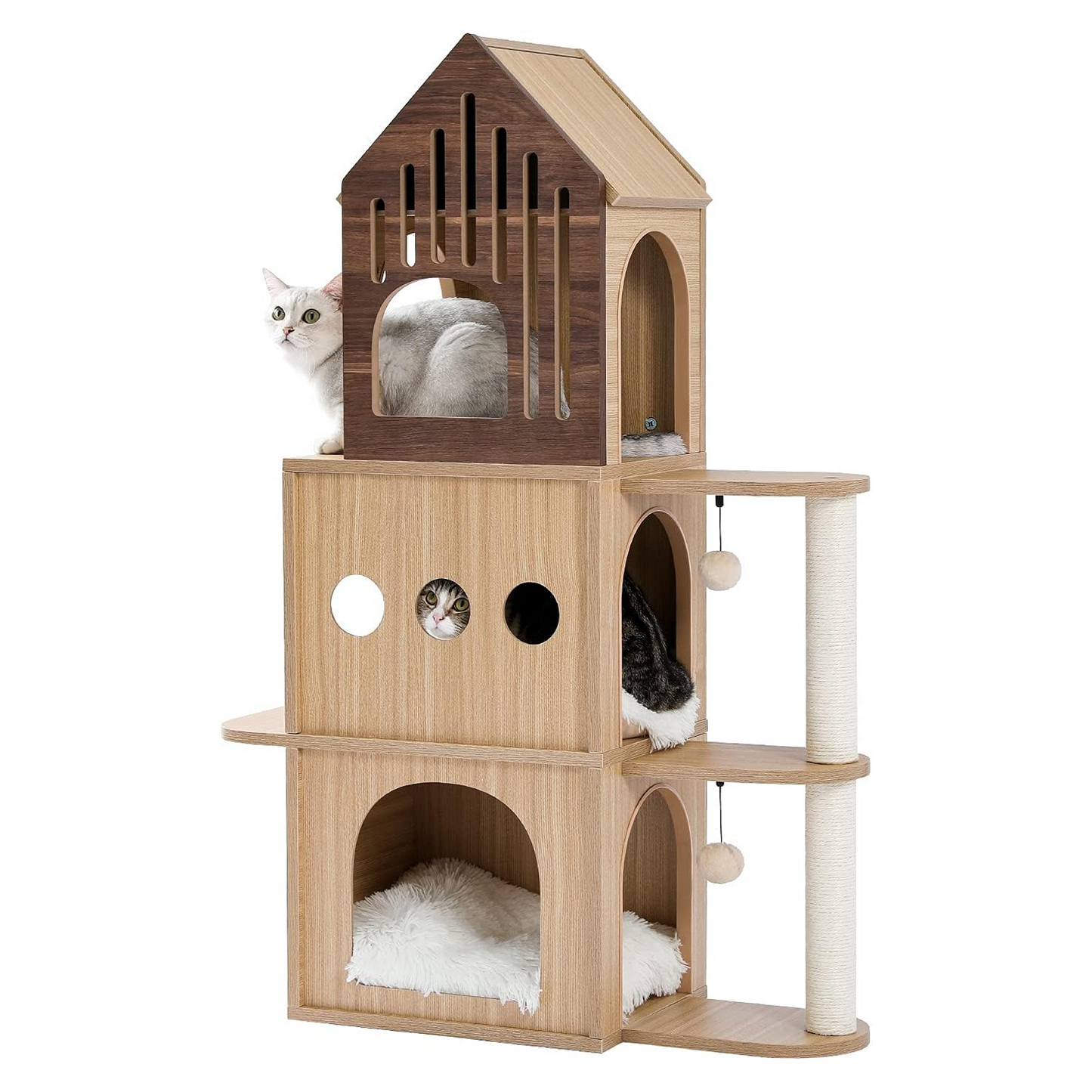 PAWZ Road Cat House Cat Tower 44” Height with Scratching Post