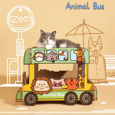 Tinypet Double-Decker Animal Bus Cat Scratcher | Corrugated Paper Cat Toy-pd product image 2