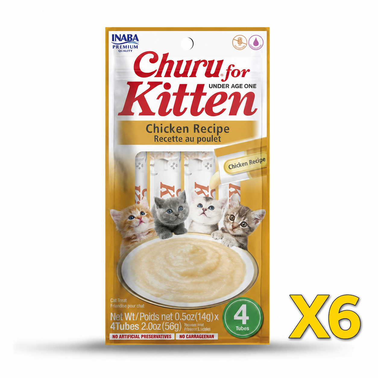 INABA Inaba KITTEN CHURU (Chicken) 6 Pack (24 Tubes) X6 quantity-marked product image