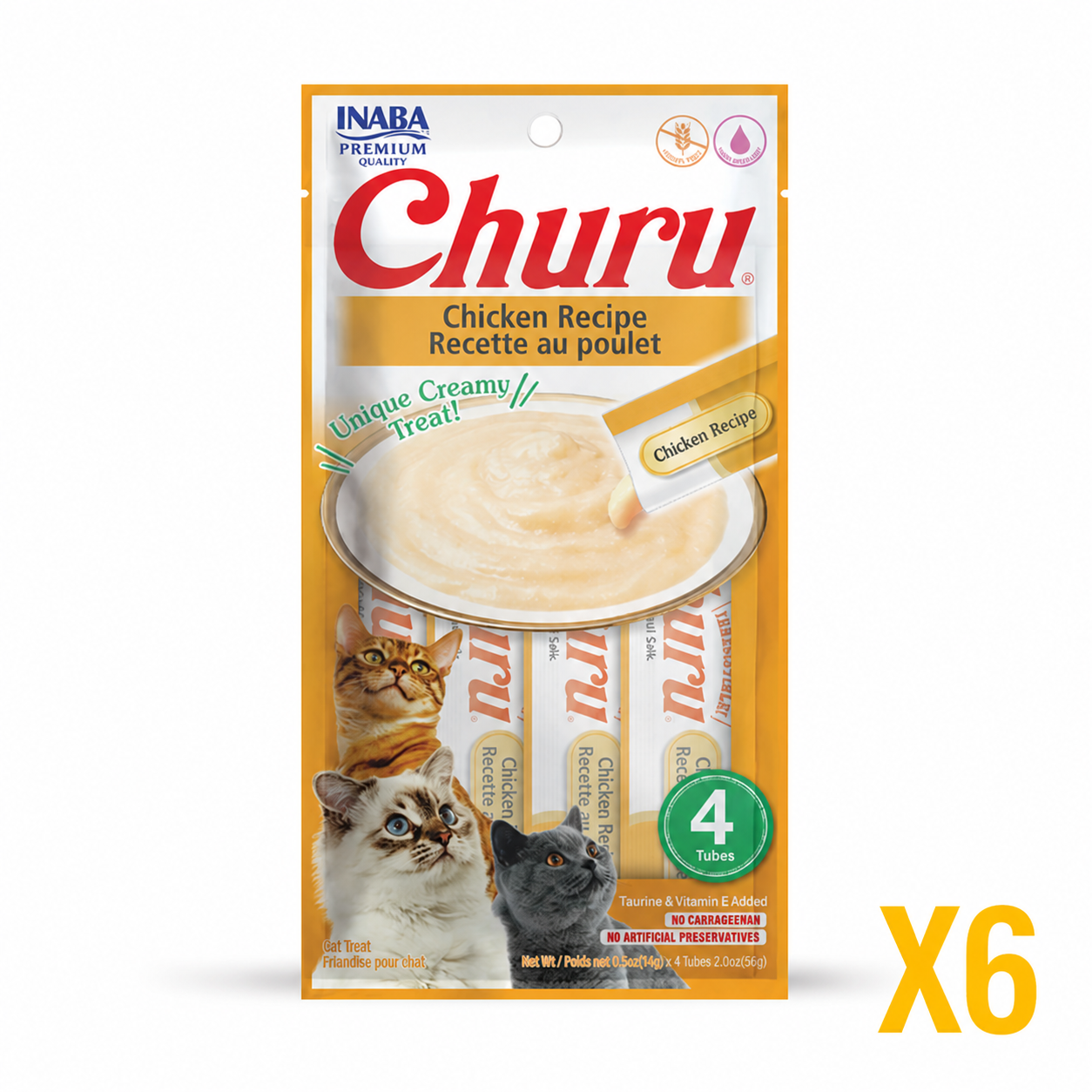 INABA Inaba CAT Churu PUREES (Chicken) 6 Pack (24 Tubes) X6 quantity-marked product image