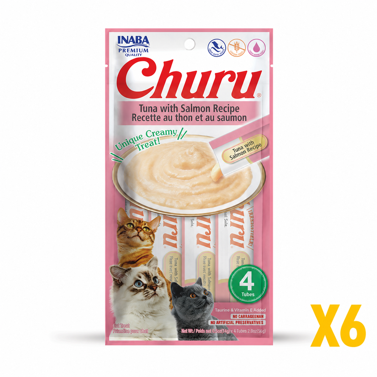 INABA Inaba CAT Churu PUREES (Tuna with Salmon) 6 Pack (24 Tubes) X6 quantity-marked product image