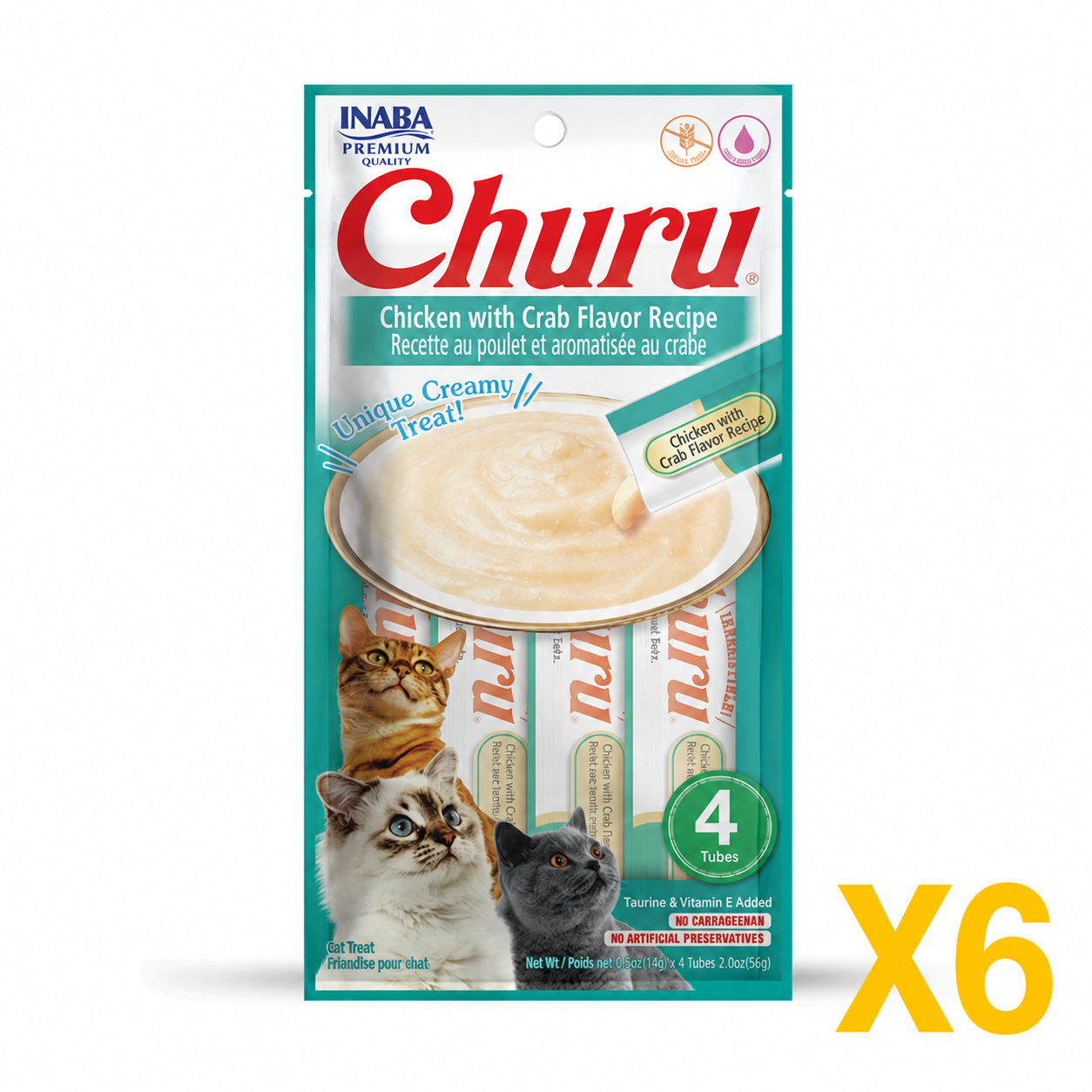 INABA Inaba CAT Churu PUREES (Chicken with Crab Flavor) 6 Pack (24 Tubes) X6 quantity-marked product image