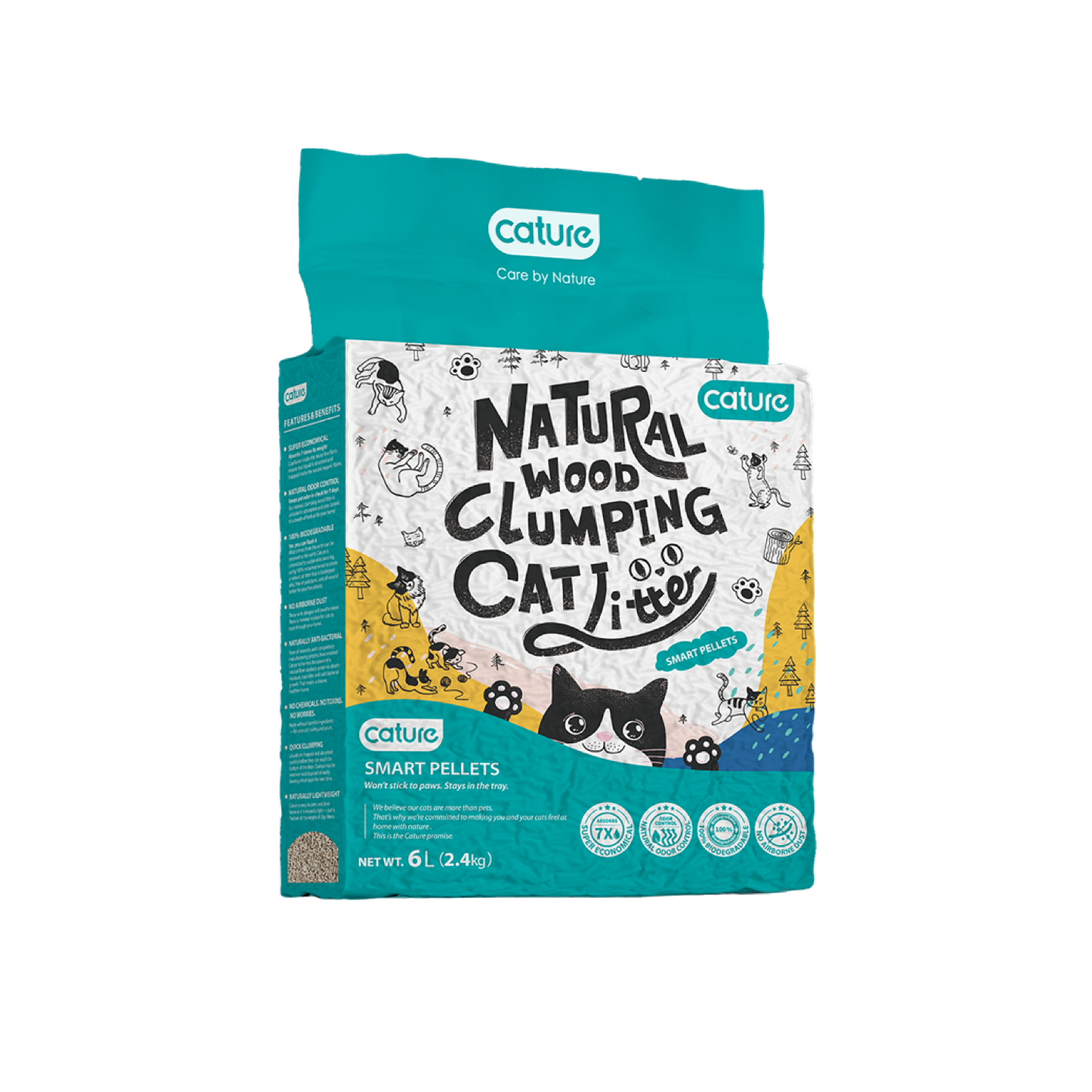 CATURE Natural Wood Clumping Smart Pellets 2.4 KG