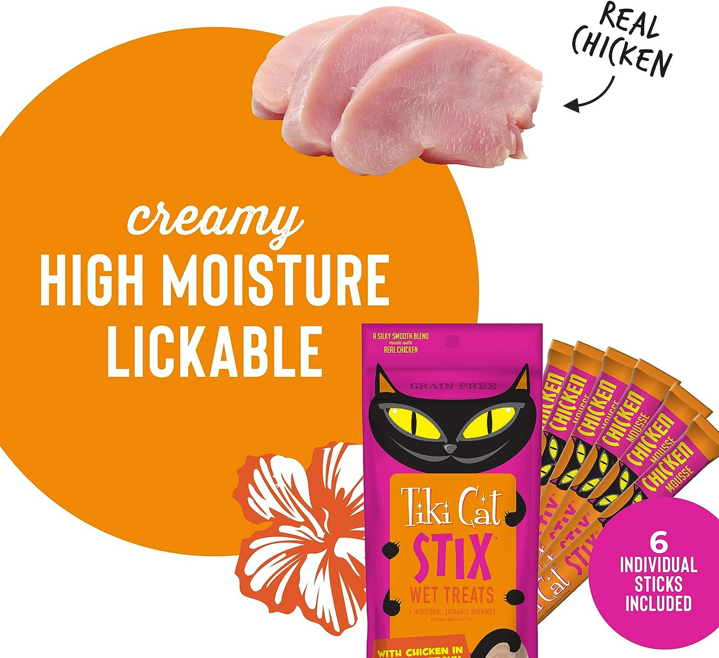 Tiki Cat Stix® Chicken Mousse 6Ct Single Serve Pouches Wet Cat Treats