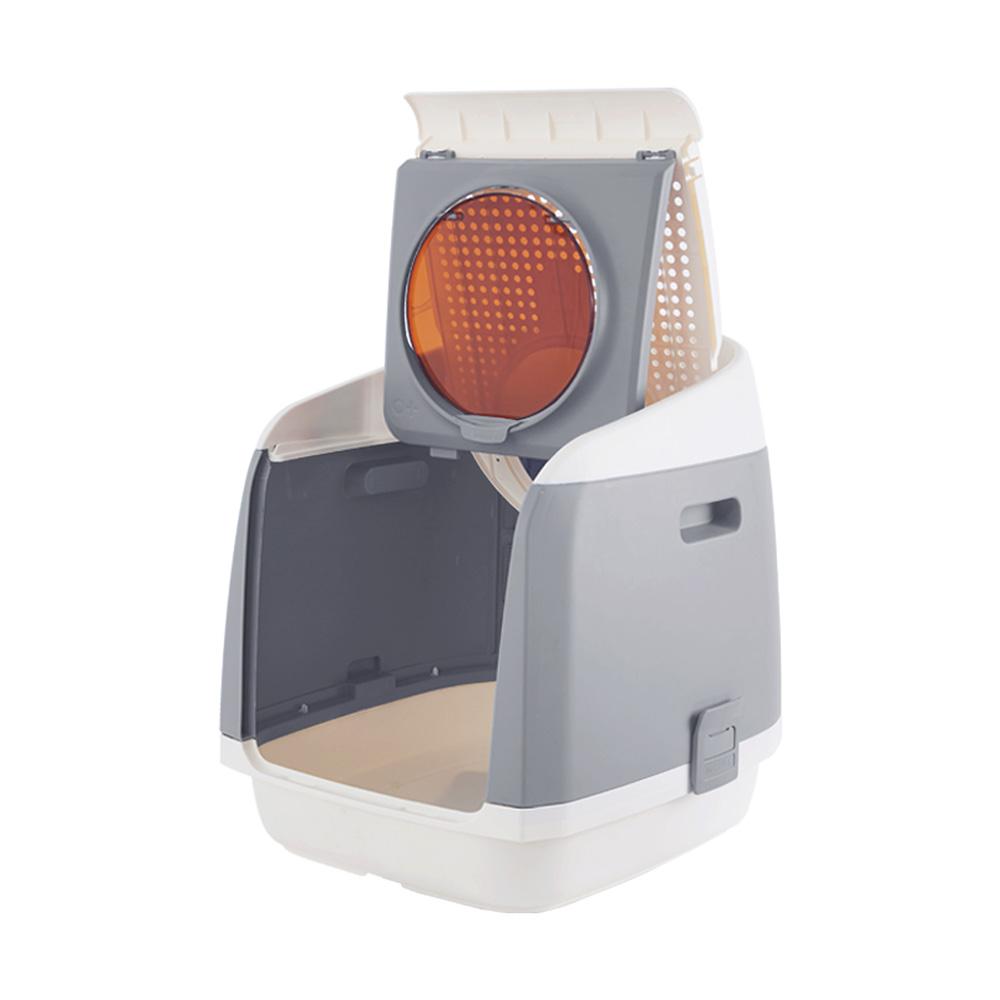 PAKEWAY TOMCAT CAT LITTER BOX FULLY ENCLOSED KITTY TRAY TOILET ODOR CONTROL BASIN LARGE - GREY
