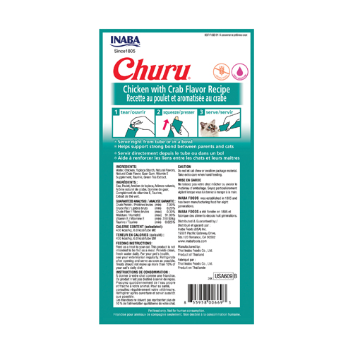 INABA Cat CHURU Chicken with Crab Flavour Recipe