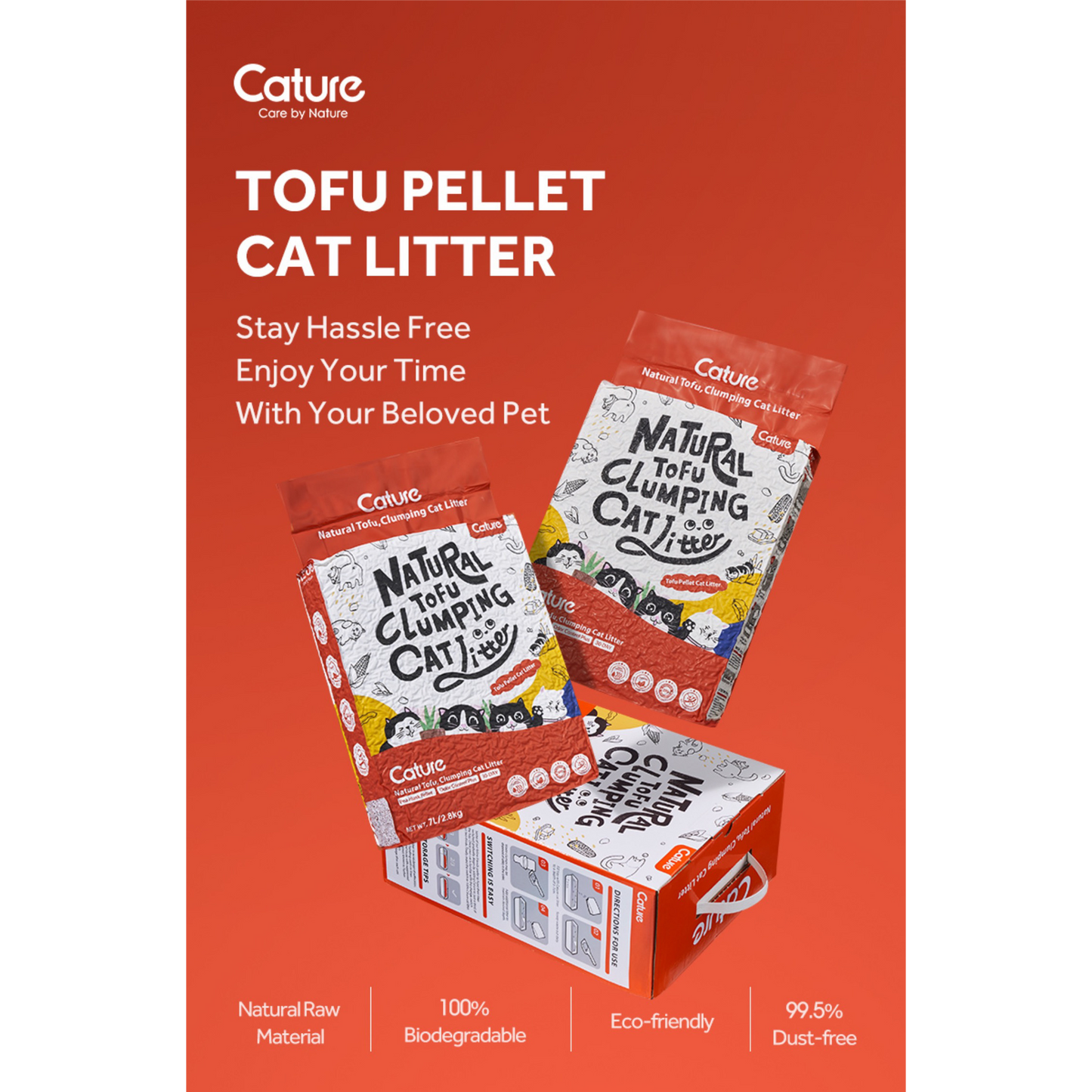 CATURE Natural Tofu Mix Clumping Tofu+Zeolite 5.6 KG (2BAGS)