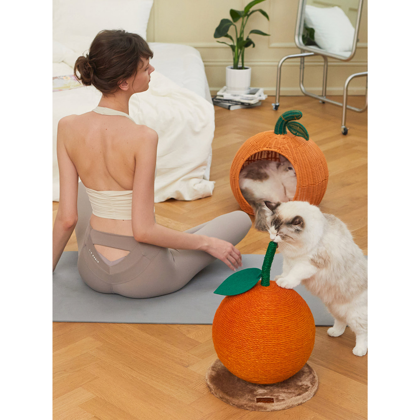 VETRESKA TANGERINE CAT SCRATCHING BALL