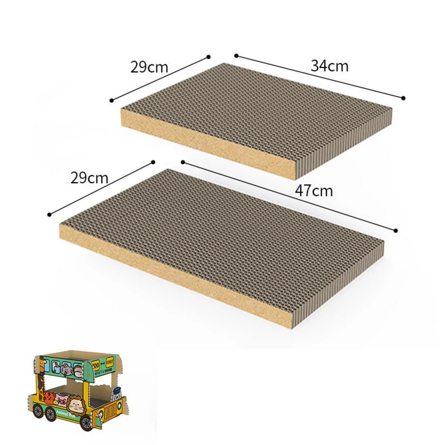 Tinypet Double-Decker Animal Bus Cat Scratcher | Corrugated Paper Cat Toy