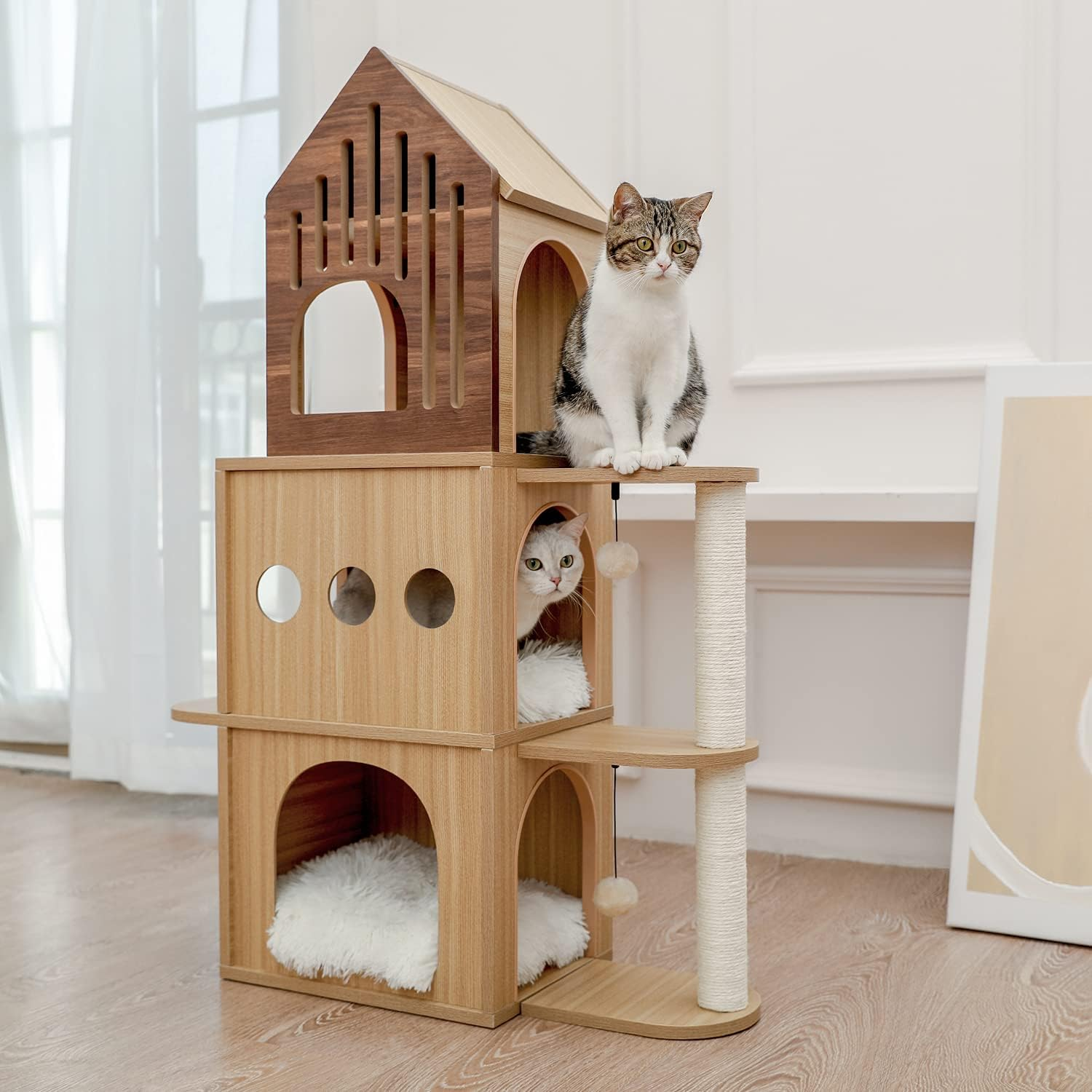 PAWZ Road Cat House Cat Tower 44 Height with Scratching Post