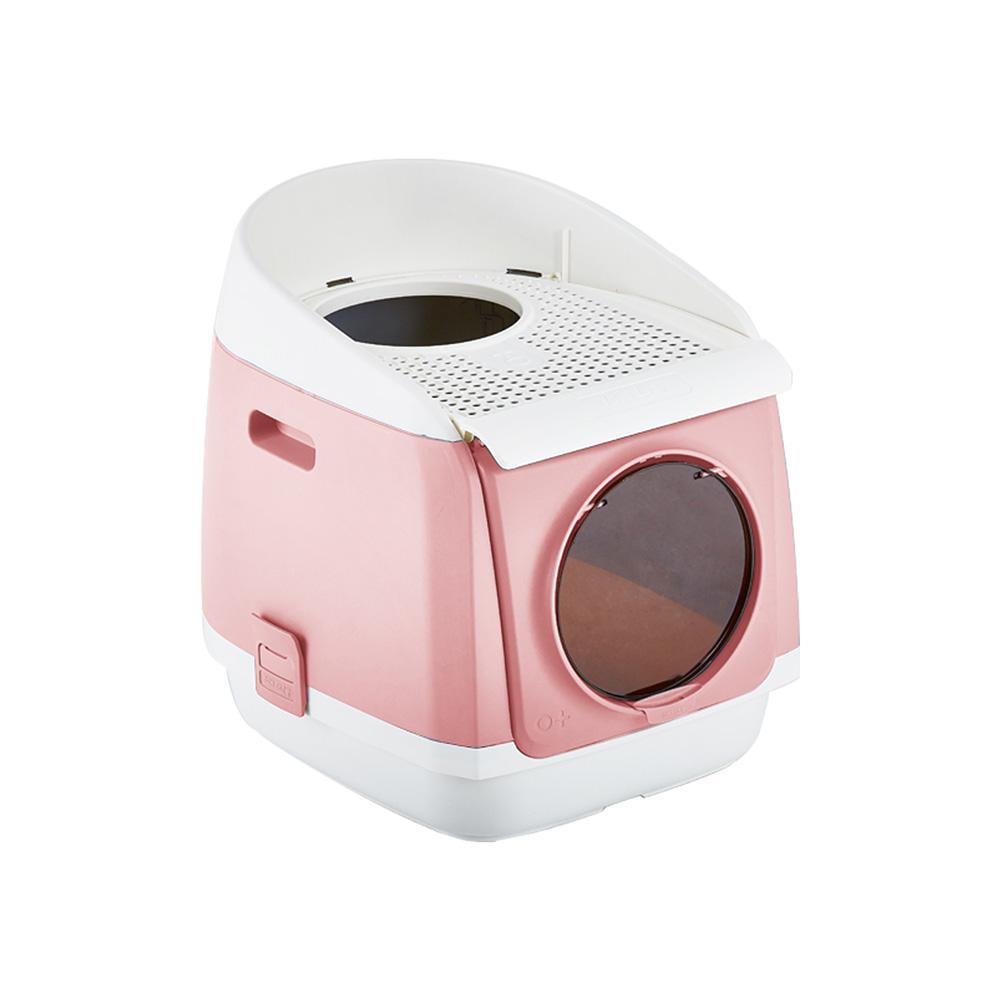 PAKEWAY TOMCAT CAT LITTER BOX FULLY ENCLOSED KITTY TRAY TOILET ODOR CONTROL BASIN LARGE - PINK