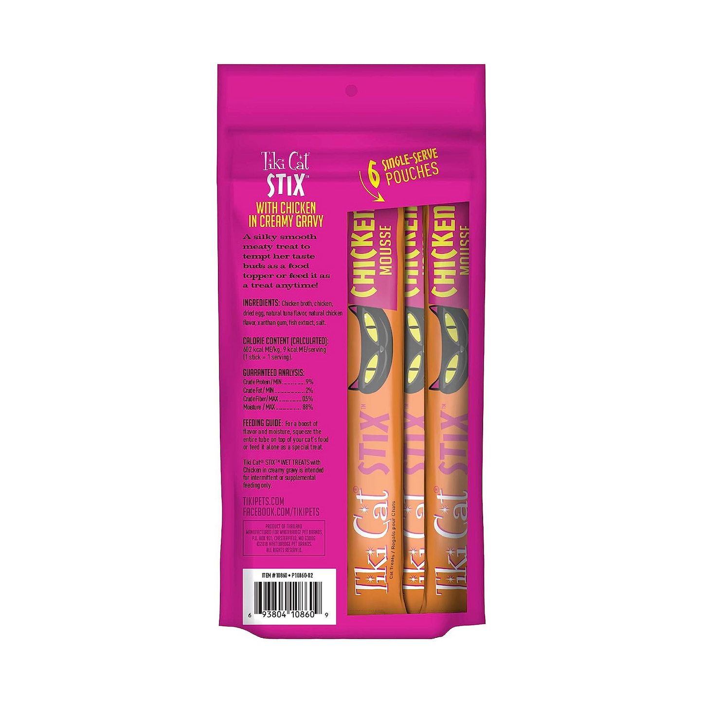 Tiki Cat Stix® Chicken Mousse 6Ct Single Serve Pouches Wet Cat Treats