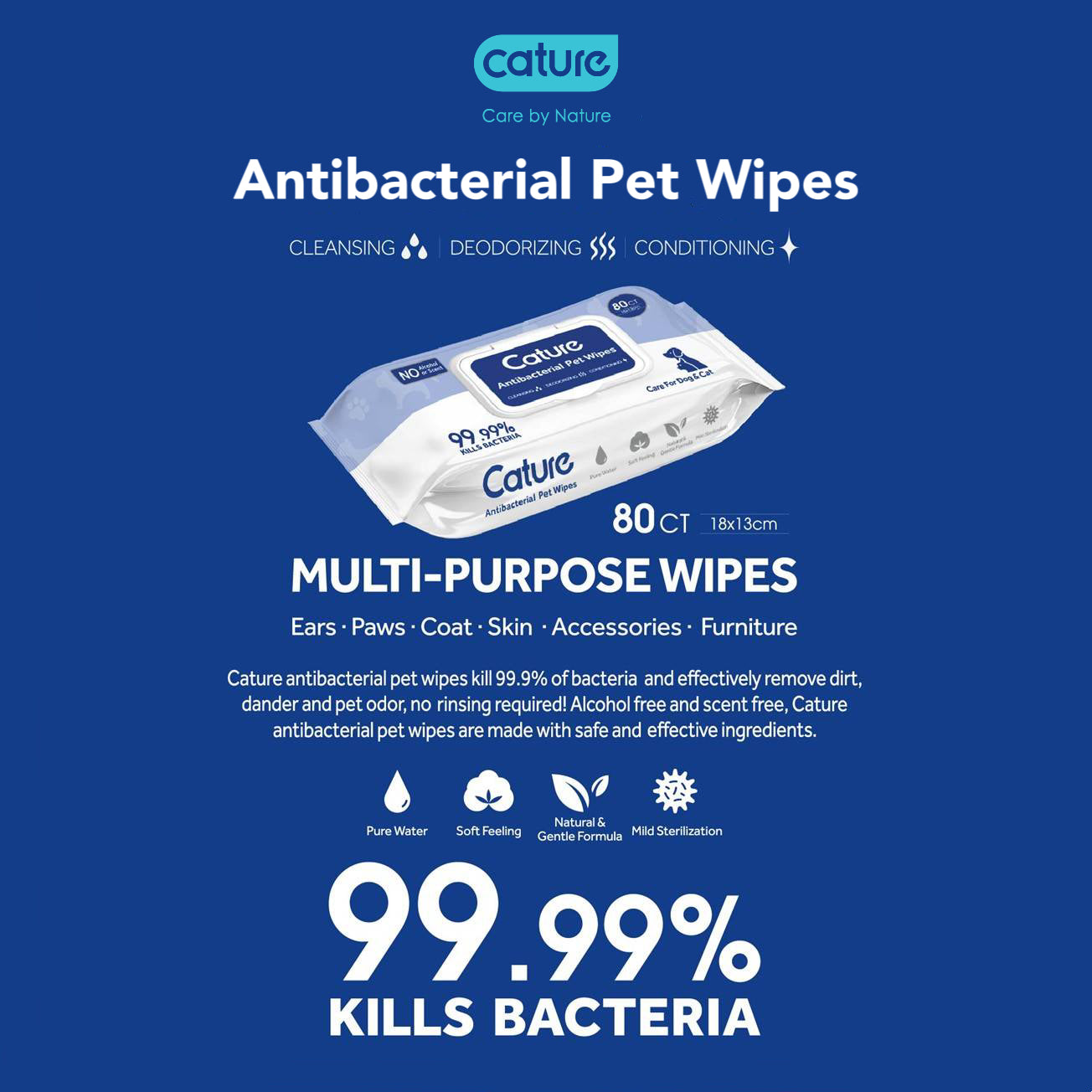 CATURE Antibacterial Pet Wipes(80s)