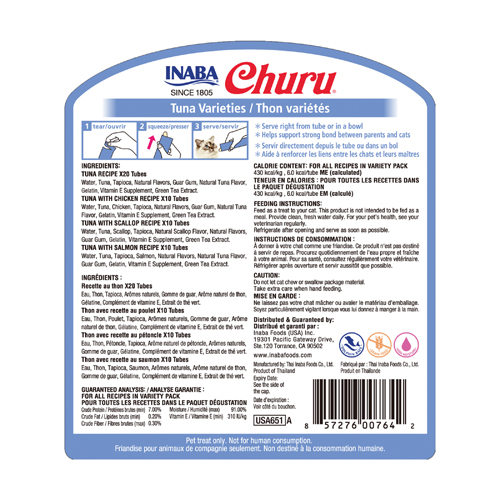INABA Cat CHURU 50 ct Tuna Variety Jar