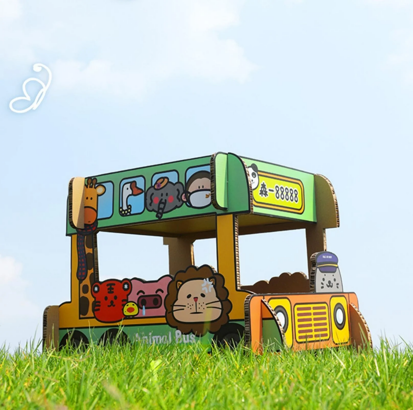 Tinypet Double-Decker Animal Bus Cat Scratcher | Corrugated Paper Cat Toy