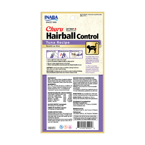 INABA Cat CHURU HAIRBALL CONTROL Tuna Recipe