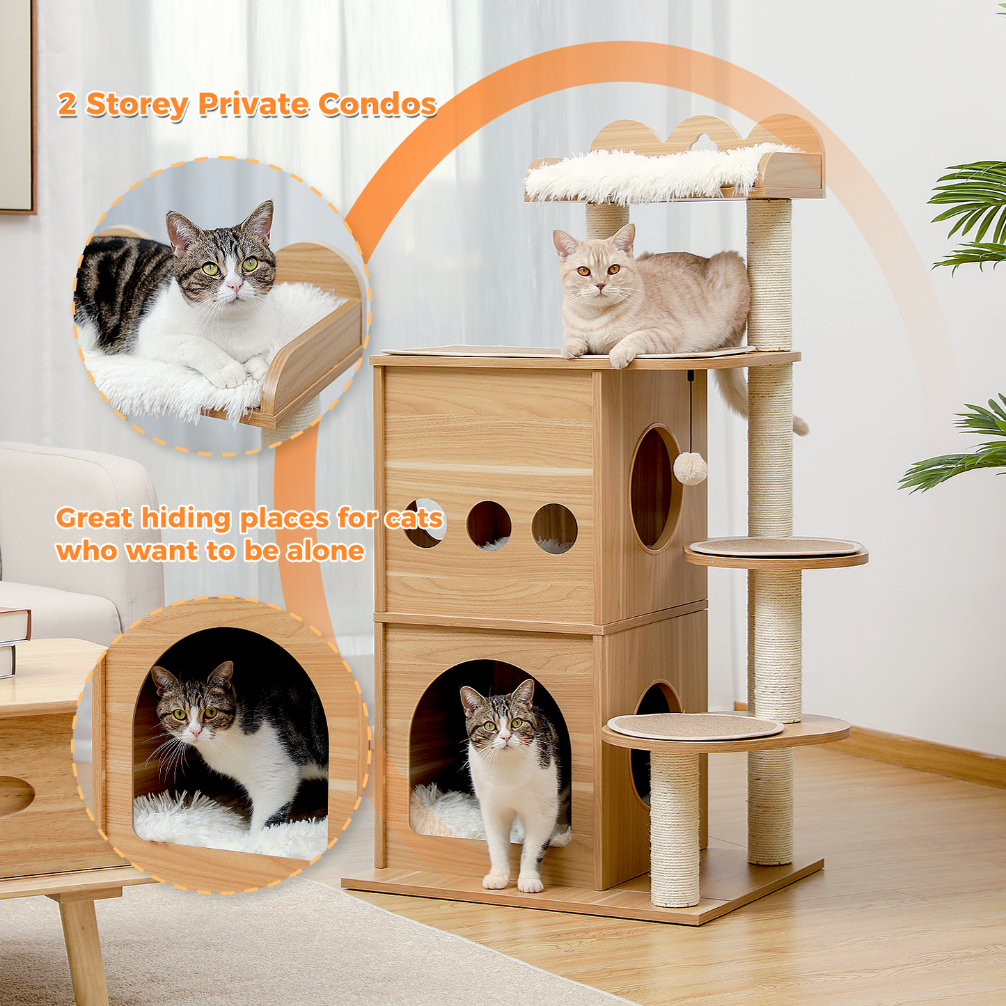 PAWZ Road 45.4" Wooden Luxury Cloudy Cat Tree
