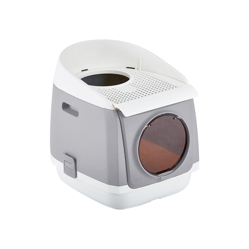 PAKEWAY TOMCAT CAT LITTER BOX FULLY ENCLOSED KITTY TRAY TOILET ODOR CONTROL BASIN LARGE - GREY