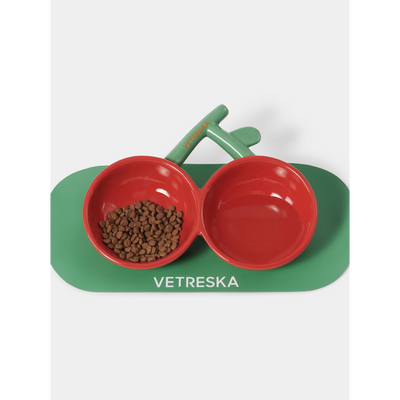 VETRESKA CHERRY CERAMIC PET BOWL-PD