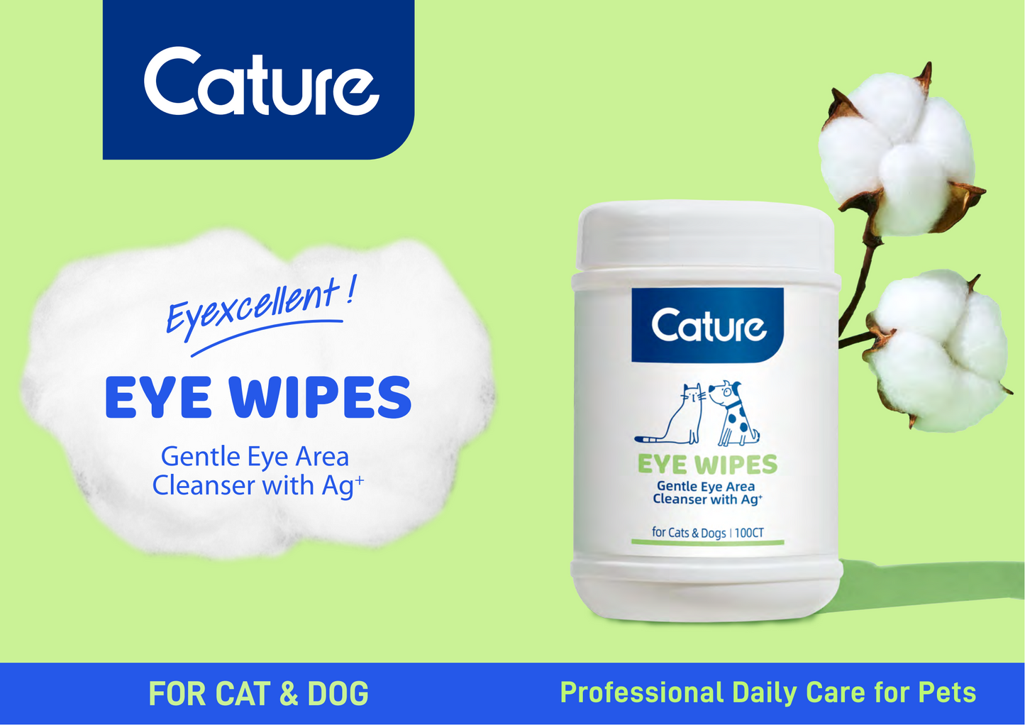 Cature Pet Eye Wipes/Tear Stain Remover Wipes 100 count for Dog and Cat