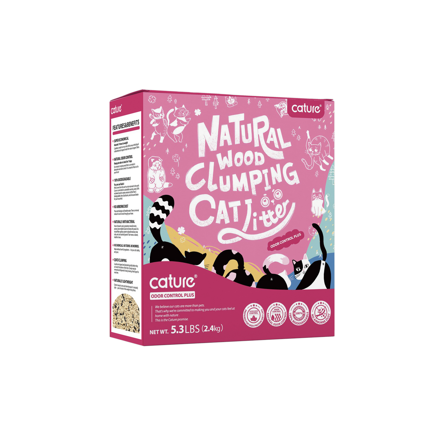 CATURE Natural Wood Clumping Odor Control Plus 2.4 KG