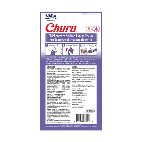 INABA Cat CHURU Chicken with Shrimp Flavour Recipe