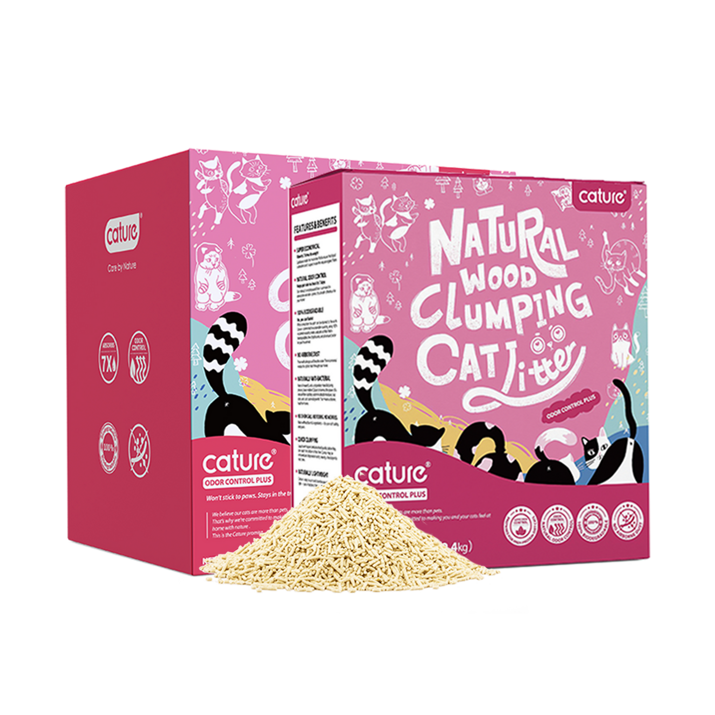 CATURE Natural Wood Clumping Odor Control Plus 8KG