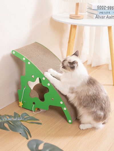 Cat Scratcher Mat | Scratcher Lounge with Wooden Shaking Base | Christmas Tree Design Cat Anti Scratch for Furniture Cat Sle…