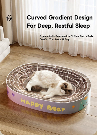 Gradient Color Oval Shape Cat Scratching Cardboard - Cat Scratch Pad Corrugated Lounge | Cardboard Bowl Nest Cat Scratcher |…