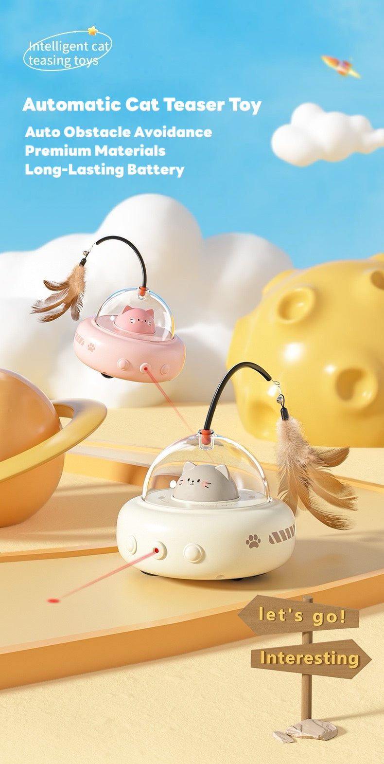 Automatic Rotating Cat Toy ABS Electronic Component Annoying Relief Intelligent Random Move to Chase