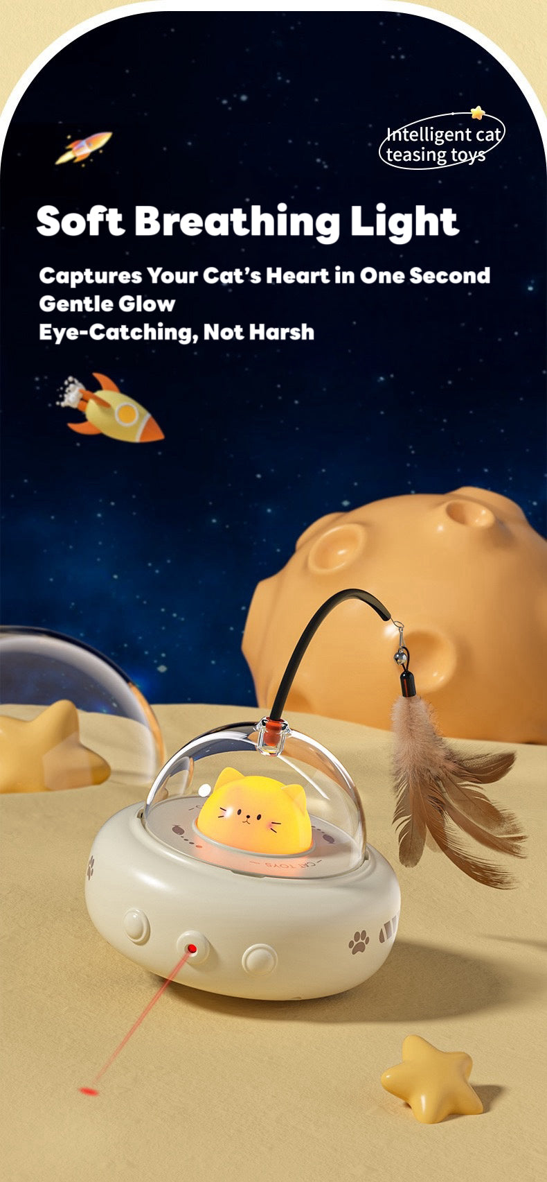 Automatic Rotating Cat Toy ABS Electronic Component Annoying Relief Intelligent Random Move to Chase