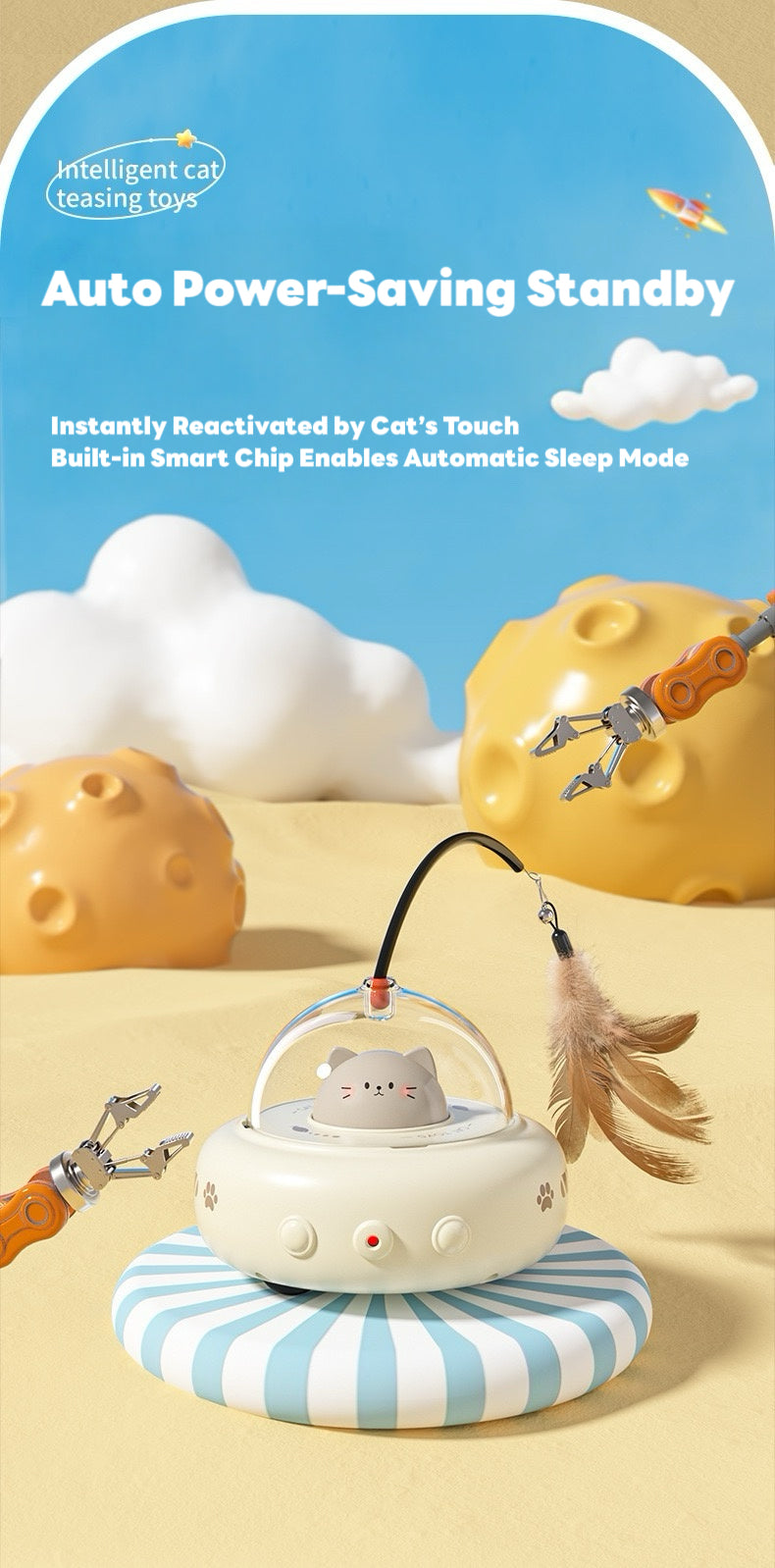 Automatic Rotating Cat Toy ABS Electronic Component Annoying Relief Intelligent Random Move to Chase