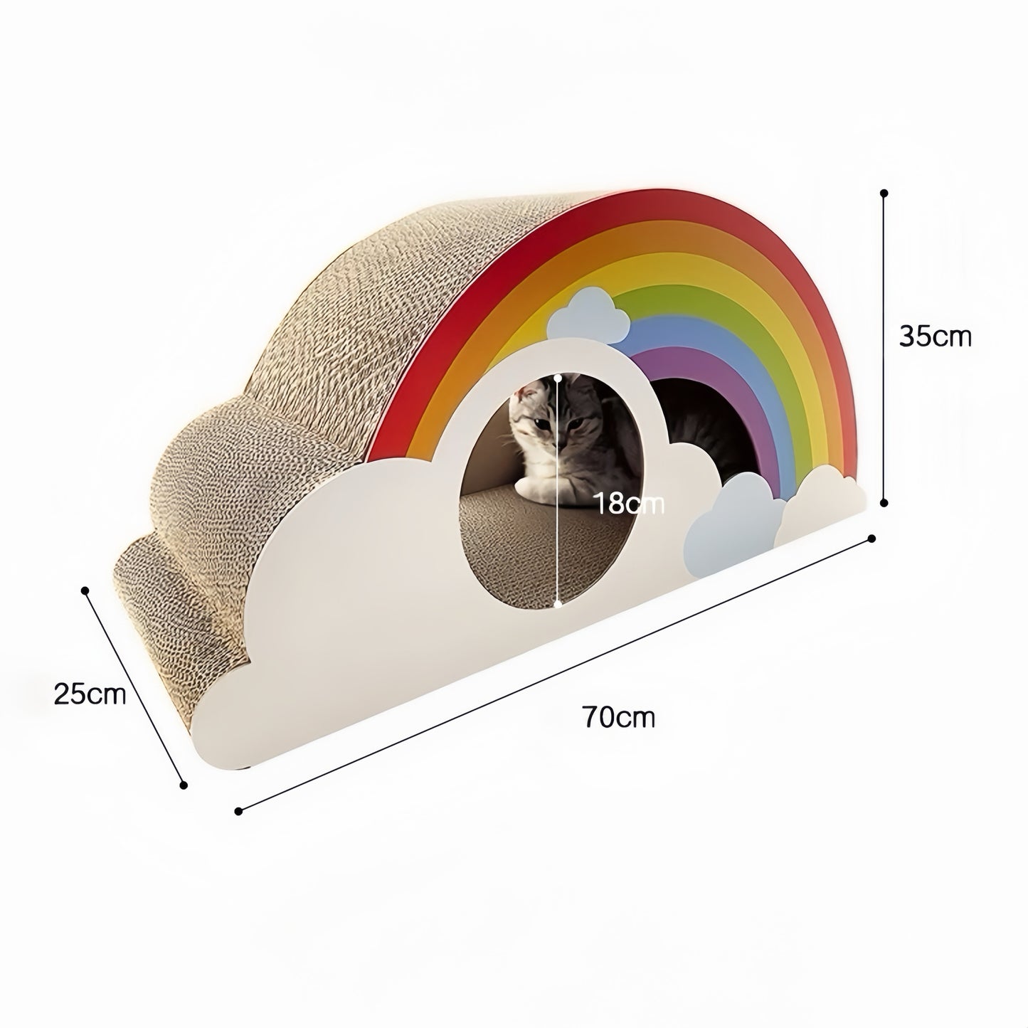 Rainbow Cat Scratcher Cardboard 2-in-1 Multifunctional Cat Scratcher Lounge Bed Cat Scratching Pad for Indoor Cats as Furniture Protector Cat Training Toy