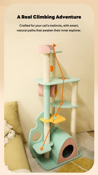 Pink Forest Cat Tree full climbing adventure