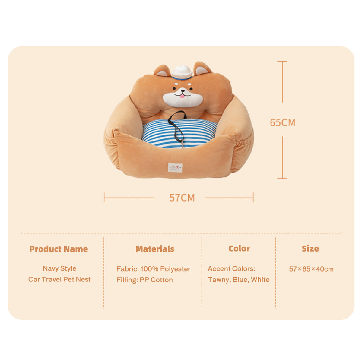 Navy Style Car Travel Pet Nest detail image 5, square product feature view