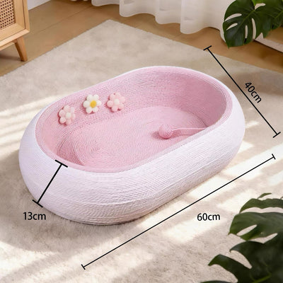 3-in-1 woven cat scratcher side and angled view