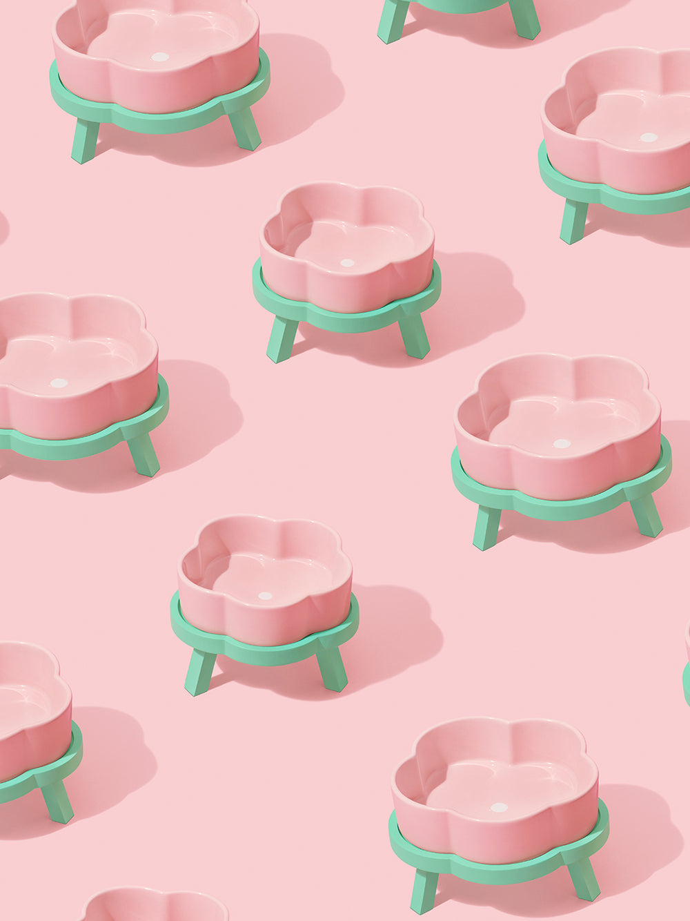 VETRESKA Ceramic Raised Pet Bowl Elevated Pet Food Water Bowl Stand Pink Pet Feeding Dish