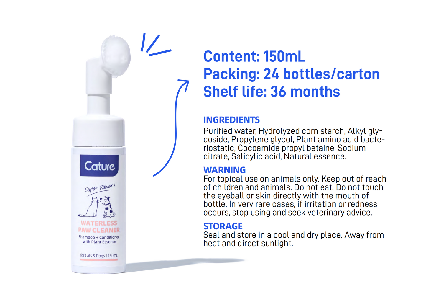 CATURE - Purelab Pet Dry Wash Paw Foam with Brush 150ml