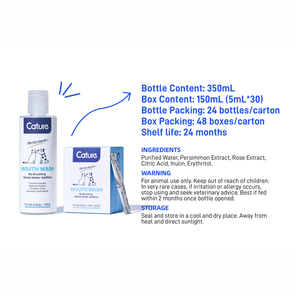 CATURE - Purelab Pet Oral Care Mouthwash Sachet Case 350ml | source media 32960168001698 | content-safe square revision | TEXT_LAYOUT_REBUILD | textLayer=source-pixel-preserved | backgroundMode=locked-center-outpaint | 20260920-v1