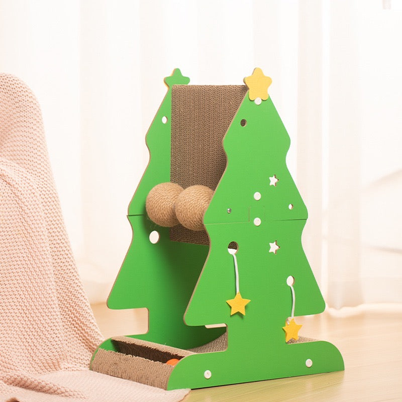 Cat Scratcher Kitten Scratching Post, Xmas Tree Pet Toy with Balls Climbing Frame, Cat Scratching Post for Adults Large Cats