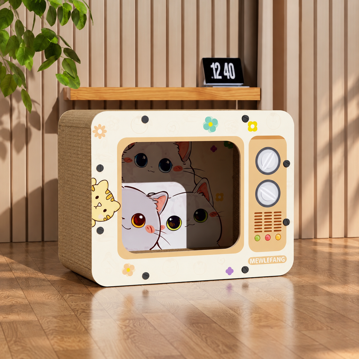 TV-shaped cat scratcher house detail 14 - English translated corrected 1:1