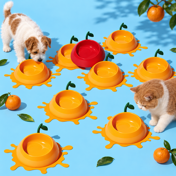 VETRESKA Cat Food Bowl Dog Water Feeding Bowl Dishes Non-Slip Mat Medium Small Dog Juicy Tangerine | shared lifestyle scene | Orange + Cherry | FULL_FRAME_OUTPAINT